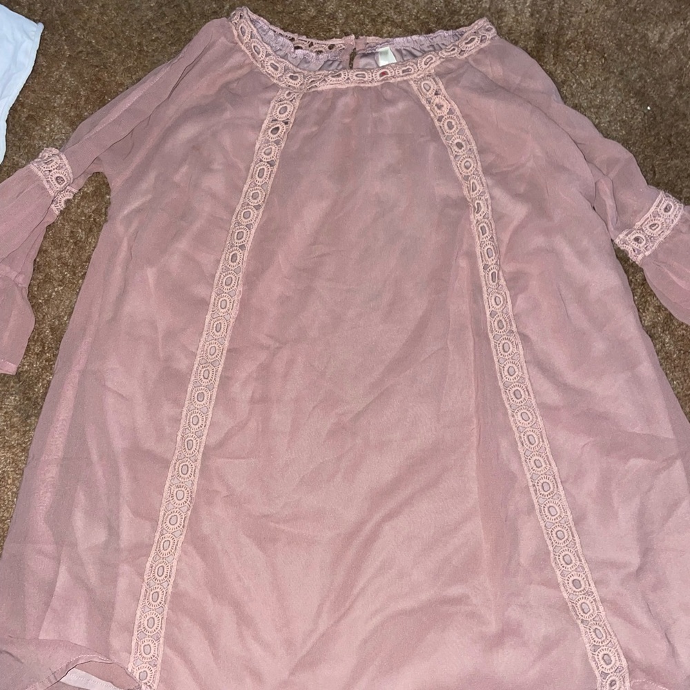Mauve open shoulder dress